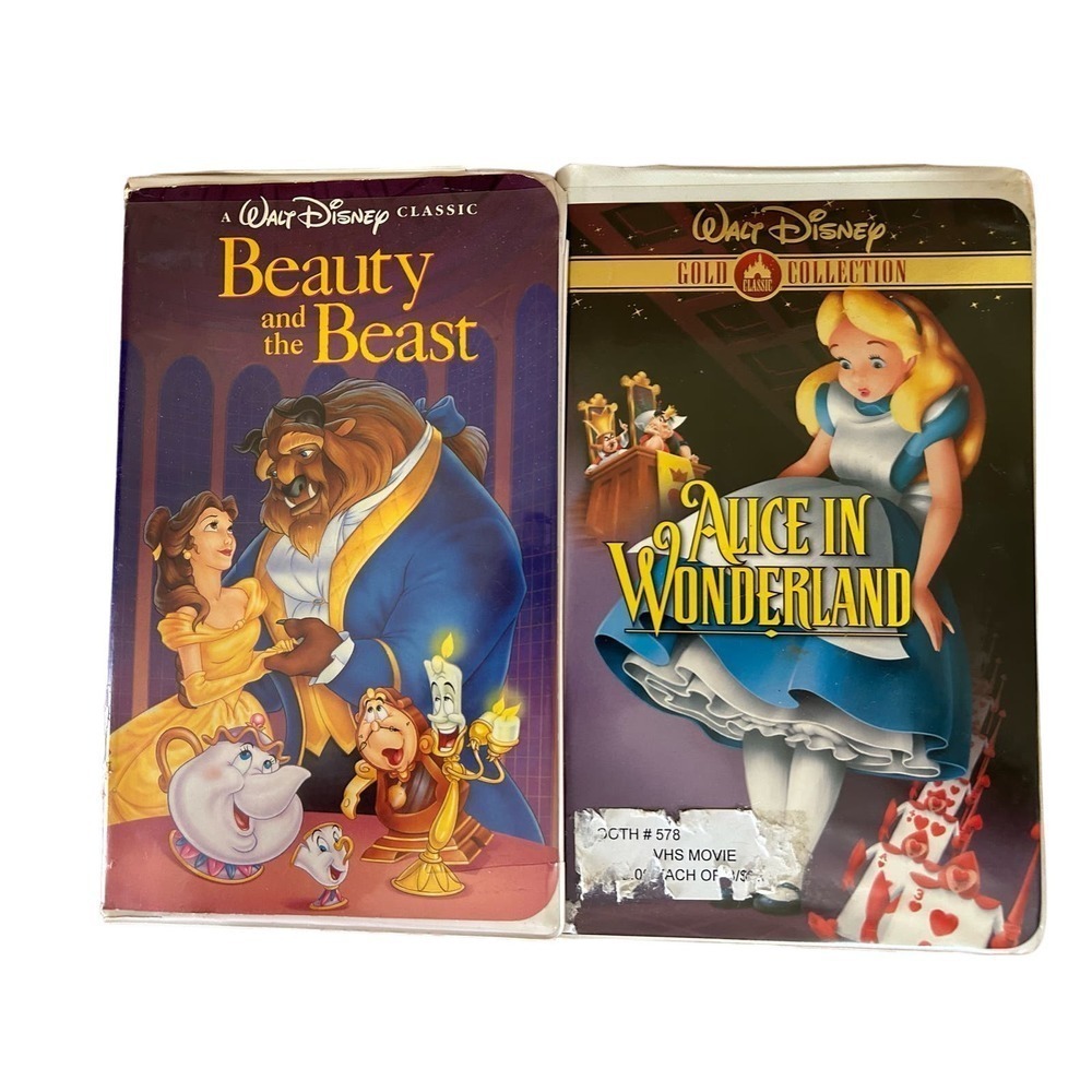 Vintage Beauty And The Beast Black Diamond Alice In Wonderland VHS Tapes Disney